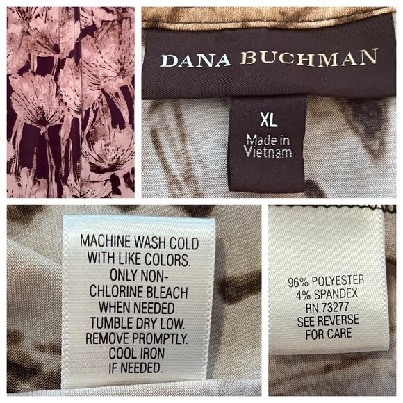 Dana Buchman XL Sleeveless Floral Printed Dress Brown Beige Comfortable Y2K - Picture 9 of 16